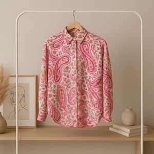 Pink Paisley Blouse with Flowing Fit